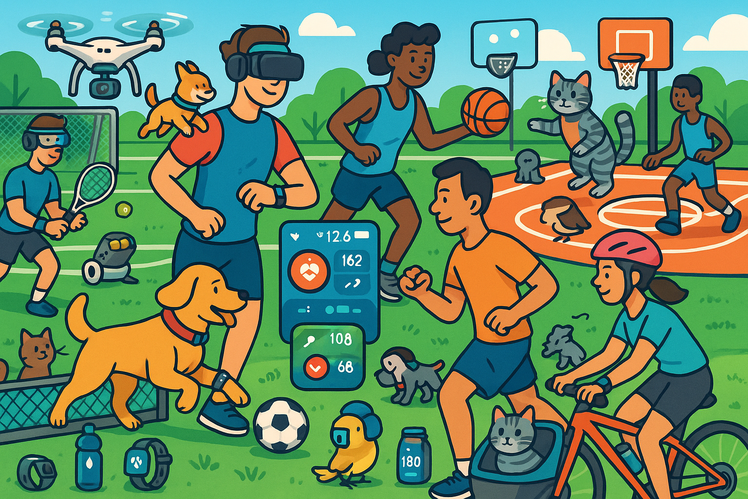 Imagem de esportes com pets e tecnologia